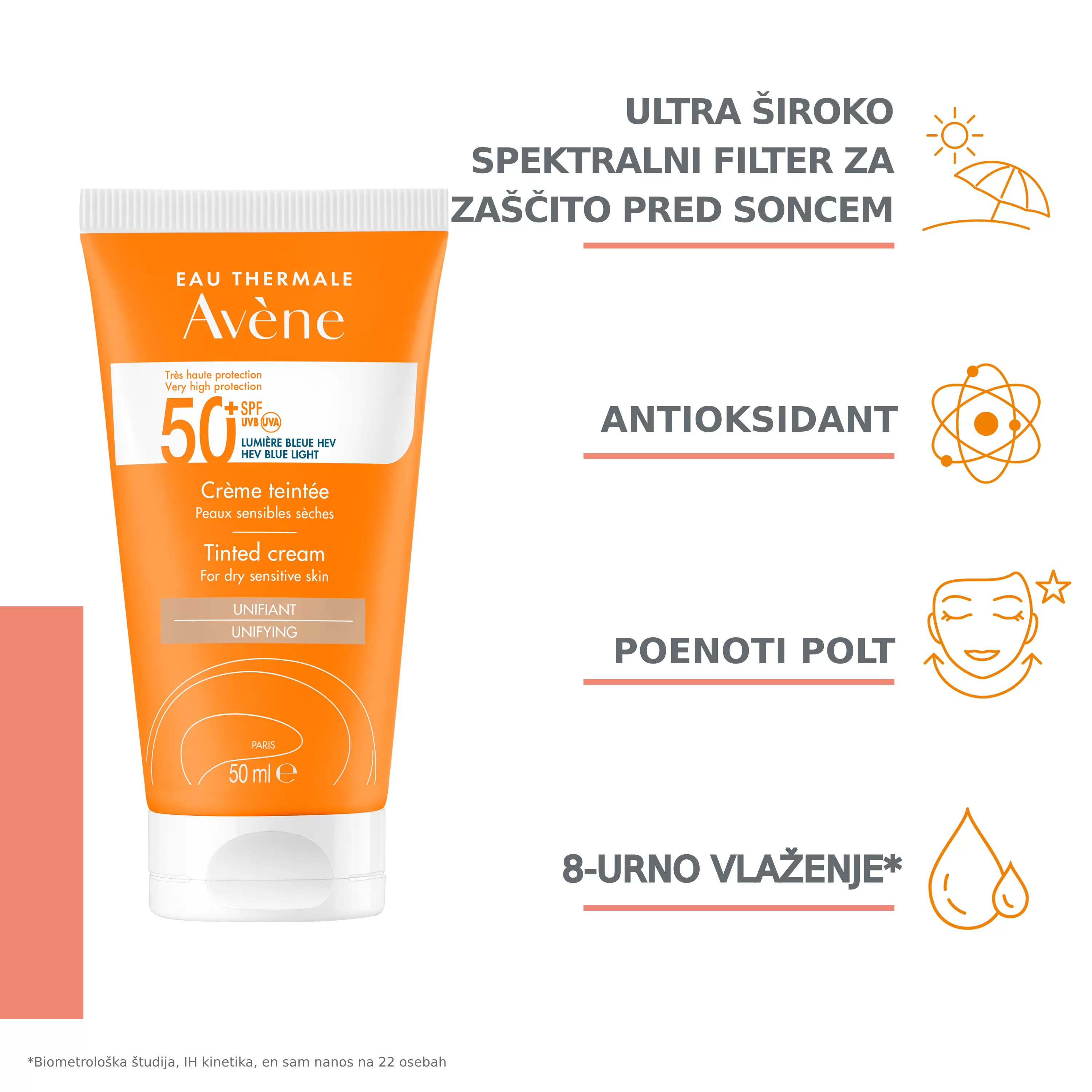 Avene Sun, Obarvana krema, ZF50+