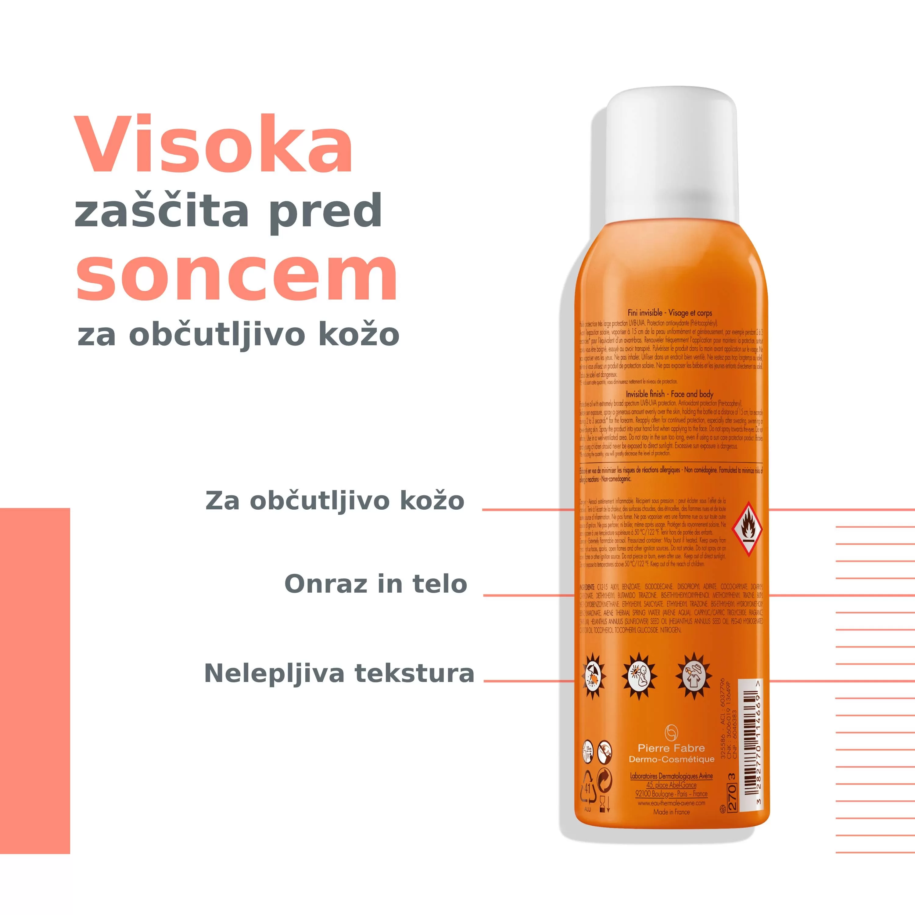 Avene Sun, pršilo Silky mist, SPF30+